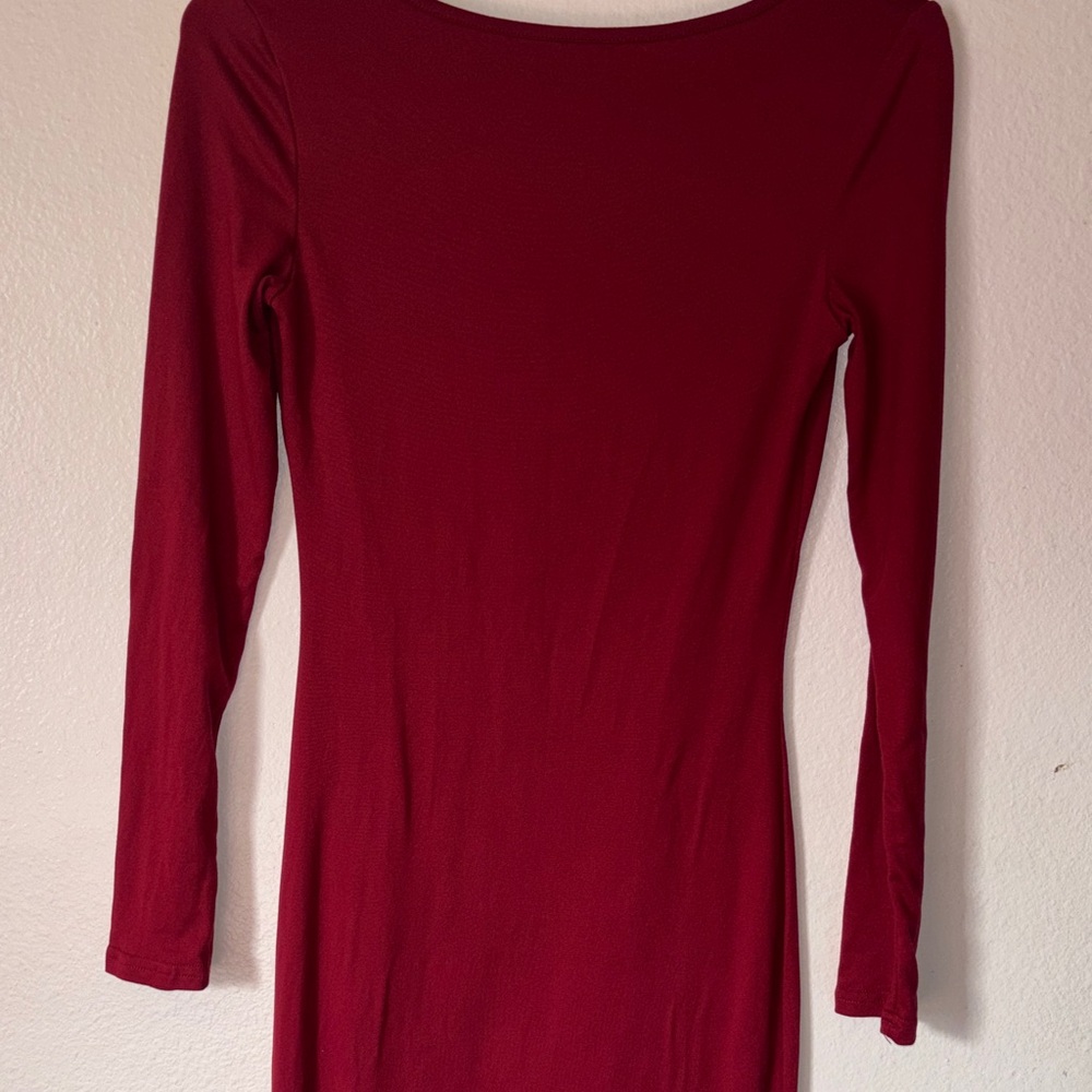 Woman’s Red Scoop Neck, Long Sleeve Maxi Dress, Size XS - Picture 5 of 7